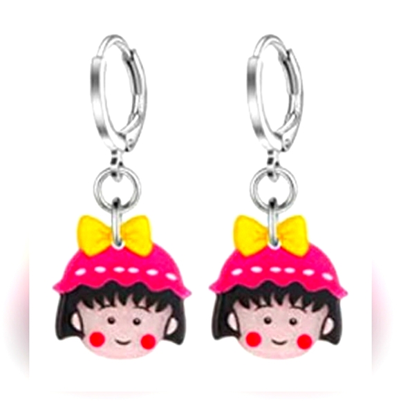 Hypoallergenic Acrylic Dangle Hoop Earrings - Picture 1 of 2